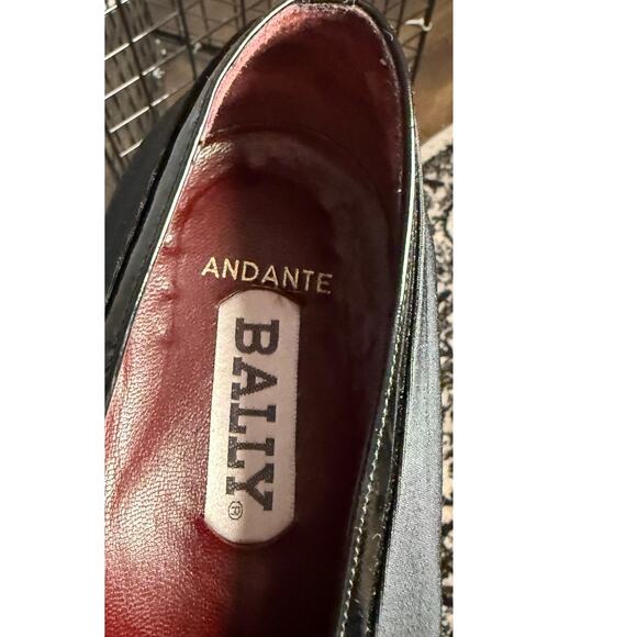 BALLY Andante Black Silk Slip On Loafers Men\'s Size 9.5 W